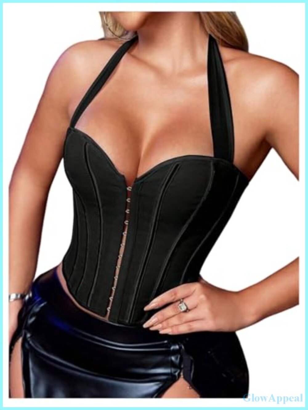 Lace Up Halter Bustier Corset Shapewear Crop Top Backless Tummy Control